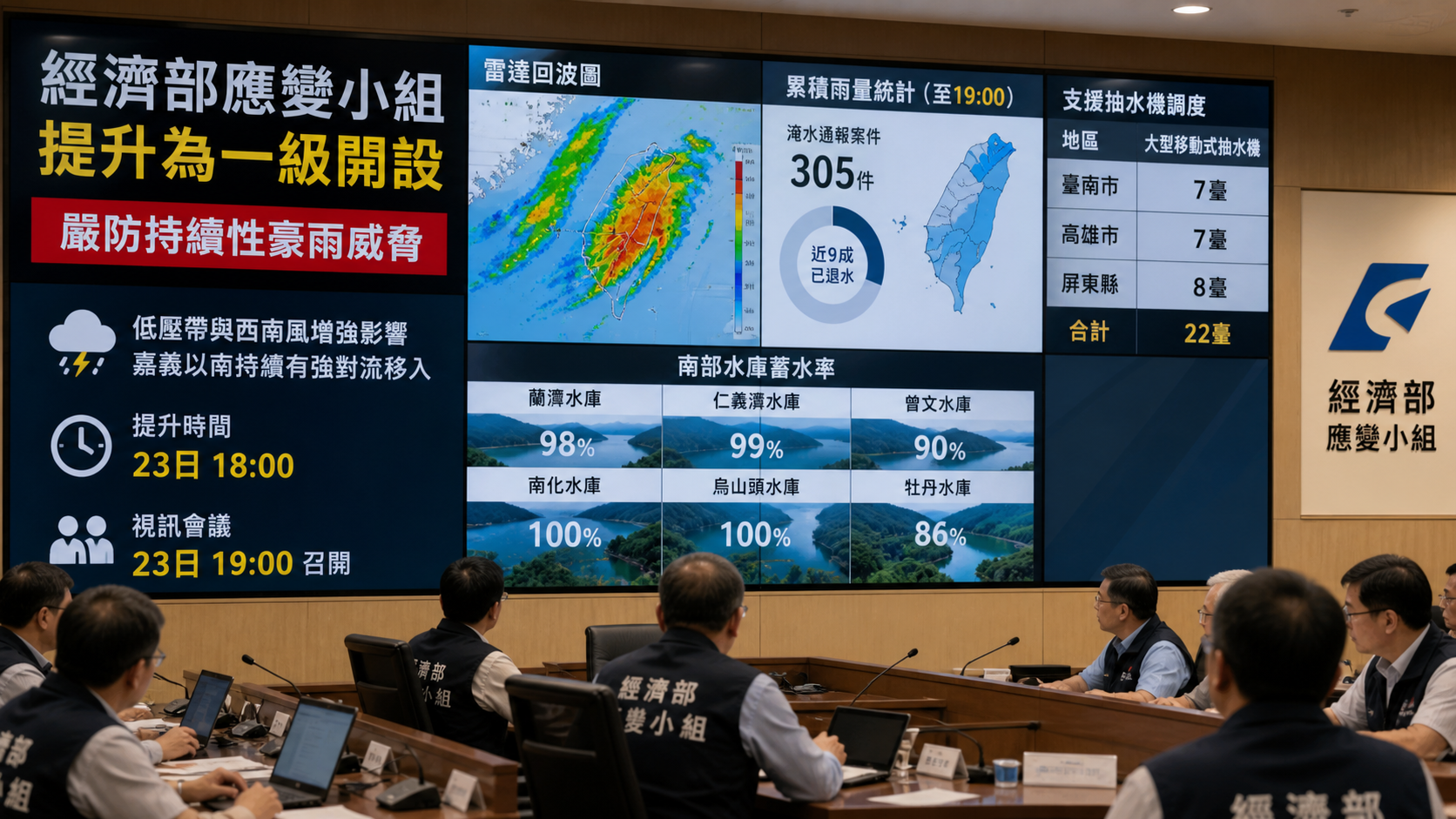 防持續性豪雨威脅　經濟部應變小組提升為一級開設 | 生活 | 中央社 CNA 封面圖