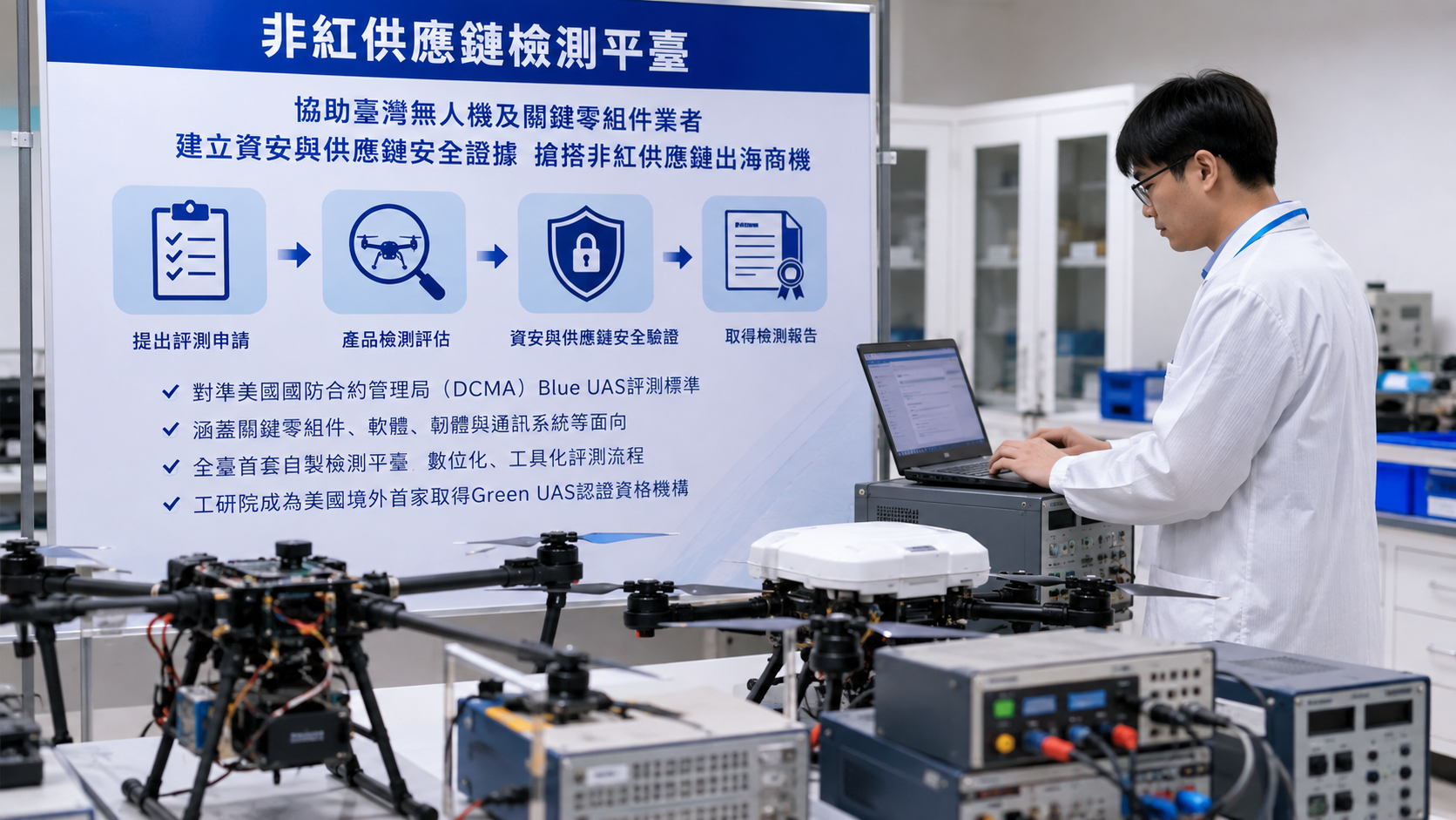 臺灣無人機從能飛到可信任　工研院「非紅檢測平臺」助健檢 | 產經 | 中央社 CNA 封面圖