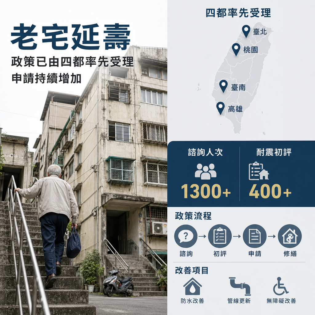 國土署：臺北等4都率先受理老宅延壽　詢問熱度續增 | 政治 | 中央社 CNA 封面圖